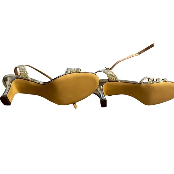 Nina New York Womens Gold Glitter Strappy Stiletto Heel Sandals Size 6M - Picture 5 of 6